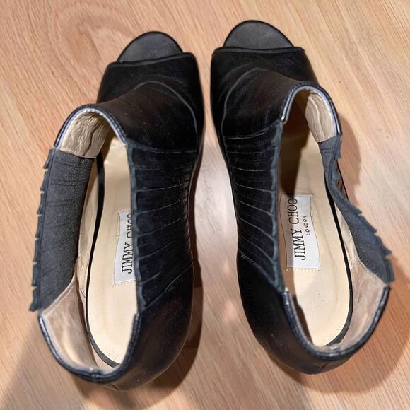 Jimmy Choo London Brenna Black Peep-Toe Bootie 39 - Picture 6 of 10